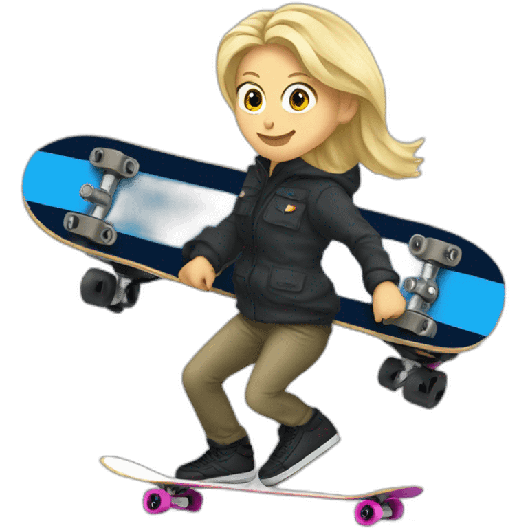 Marine Lepen doing skateboard emoji