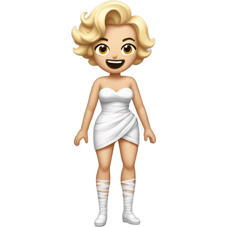 Marilyn Monroe  wearing a dress with Knees with bandages  emoji