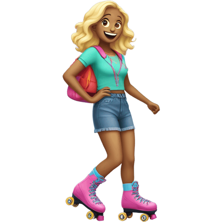 white woman on roller skate emoji