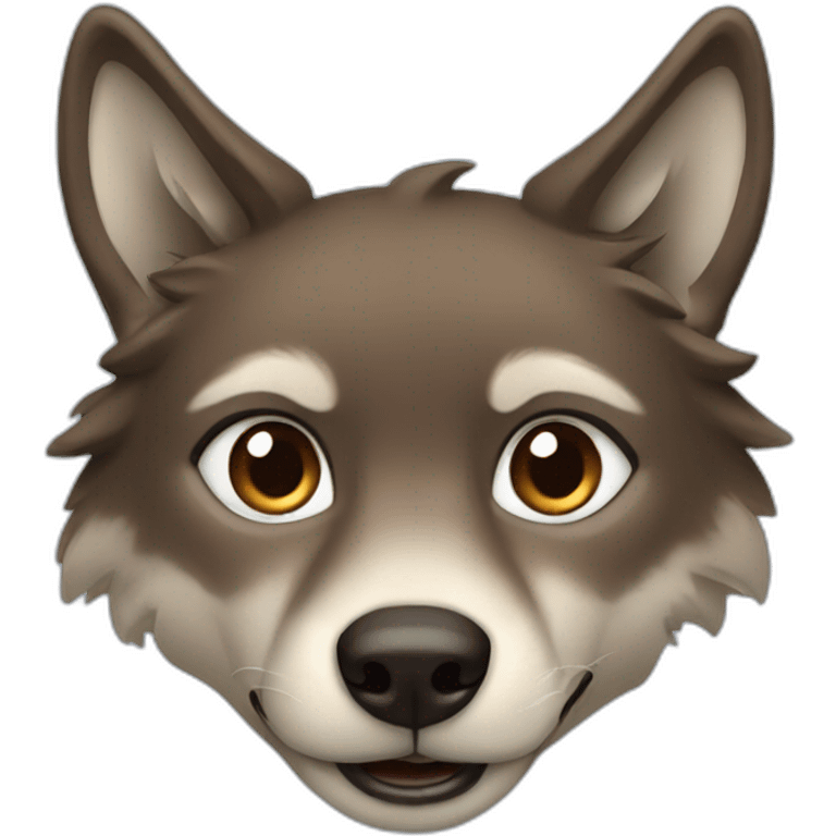 Brown female wolf blue eyes  emoji