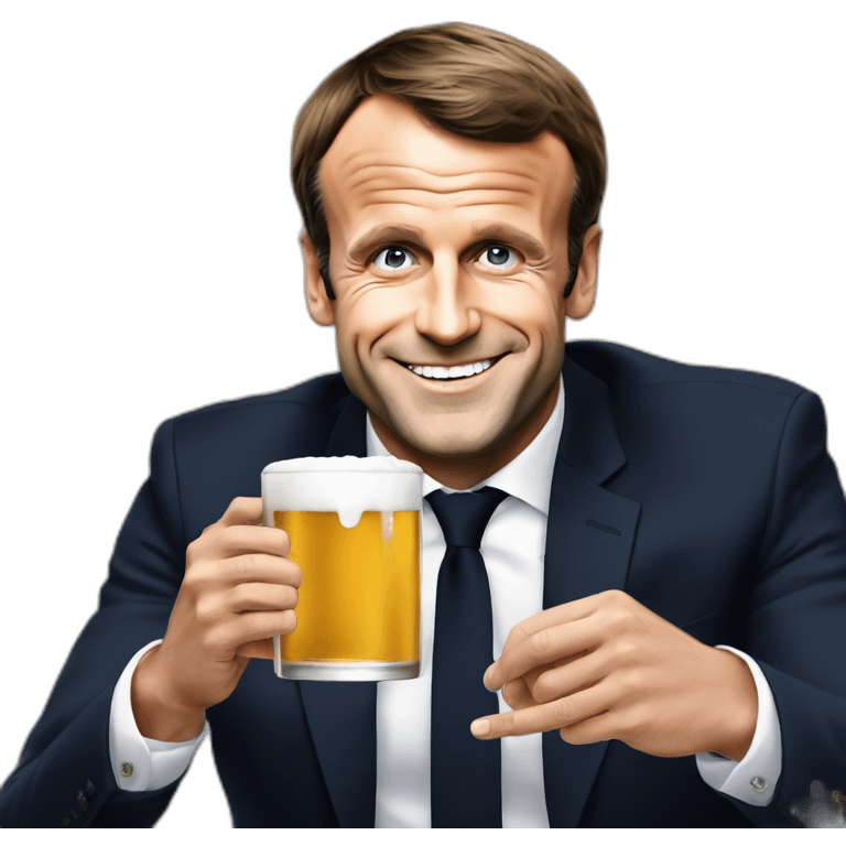 emmanuel macron qui boit une bière emoji