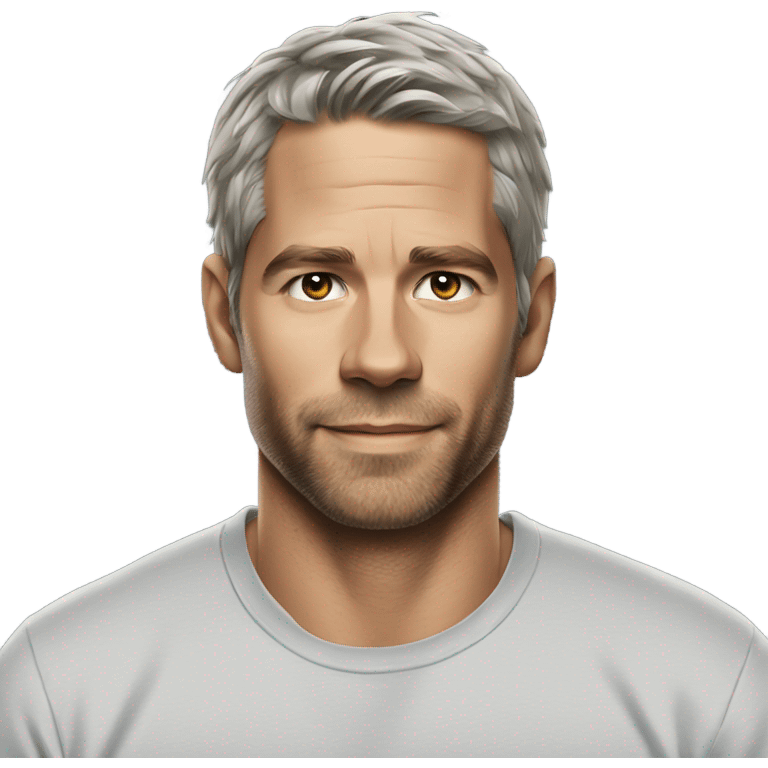 actor paul walker with a t-shirt on grey hair  emoji