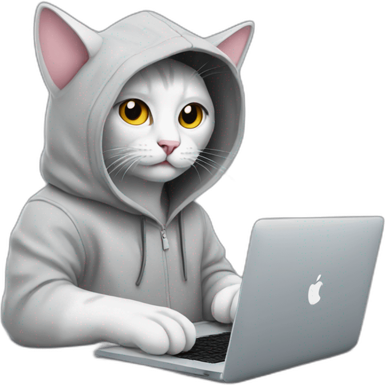 cat with hoodie and a macbook emoji