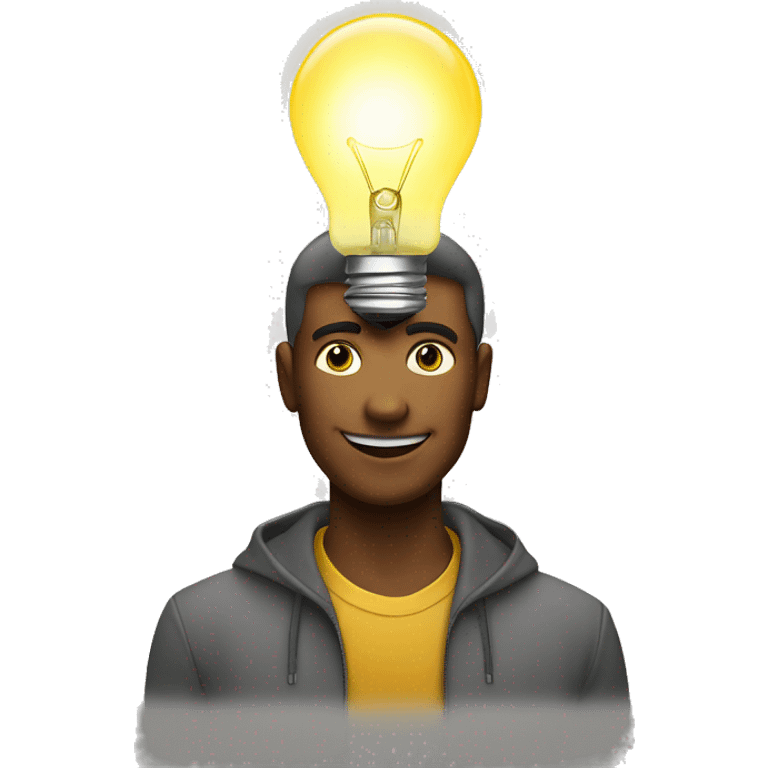 A glowing light bulb above a person's head, symbolizing a bright idea emoji