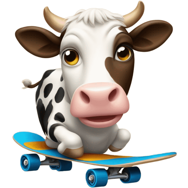 Cow riding skateboard emoji