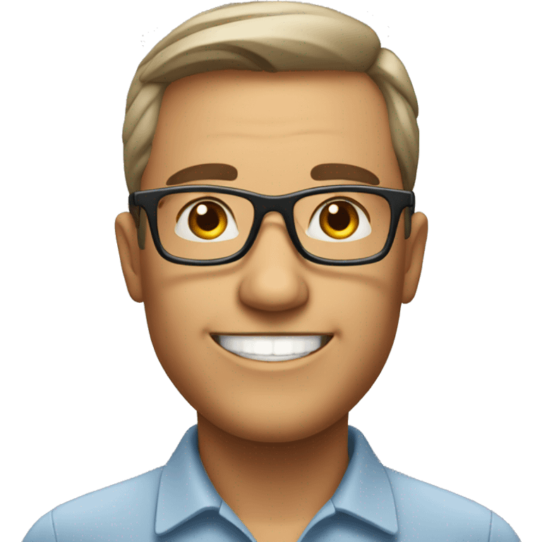 teacher wearing glasses and looking happy and ready to help emoji