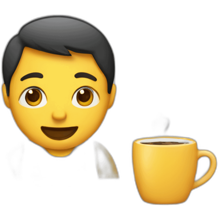 chico con computadora y café emoji