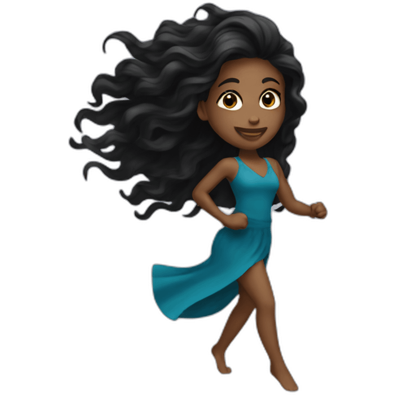 Beautiful Black women long hair dancing emoji