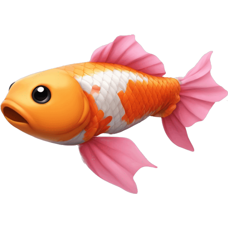 Koi fish with a pink bow emoji