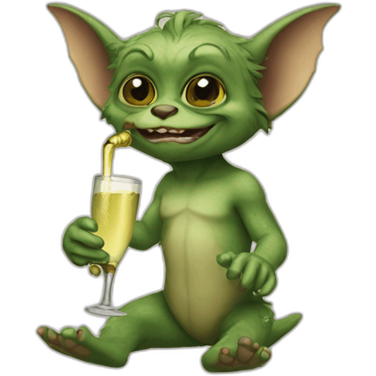 Gremlin drinking champagne emoji