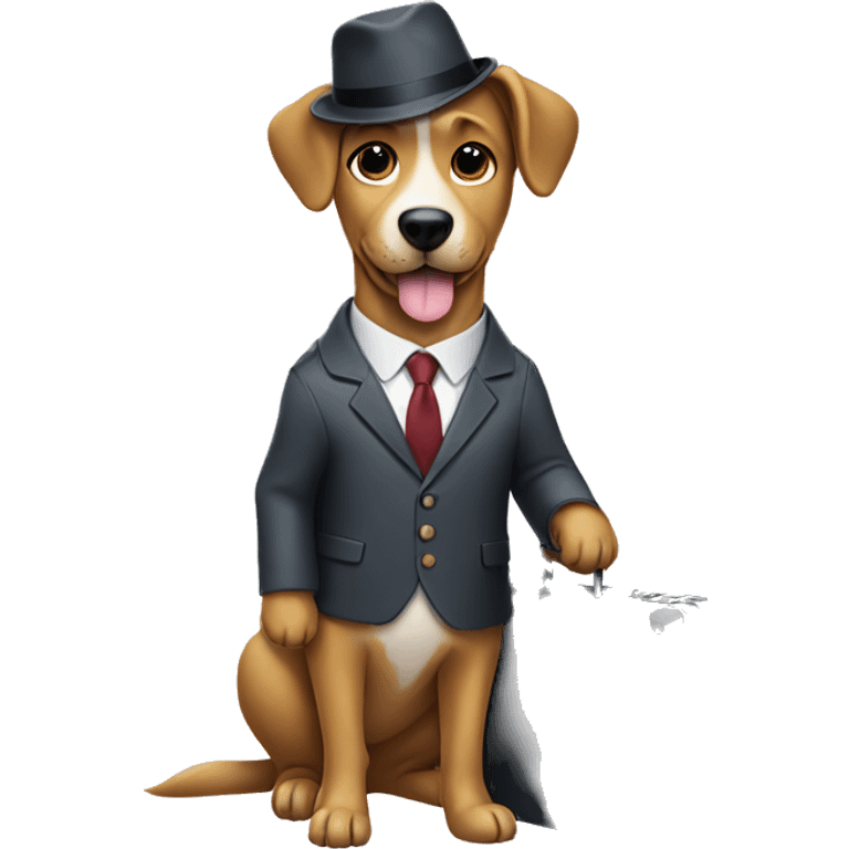 dog wearing suit and holding suitcase  emoji