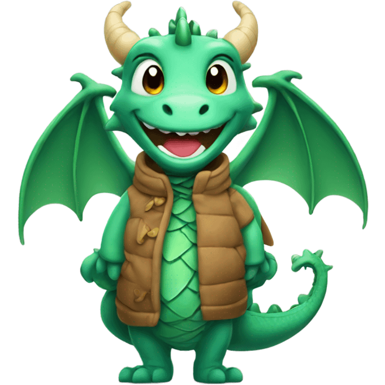 Happy dragon. Wearing winter clothes.  emoji