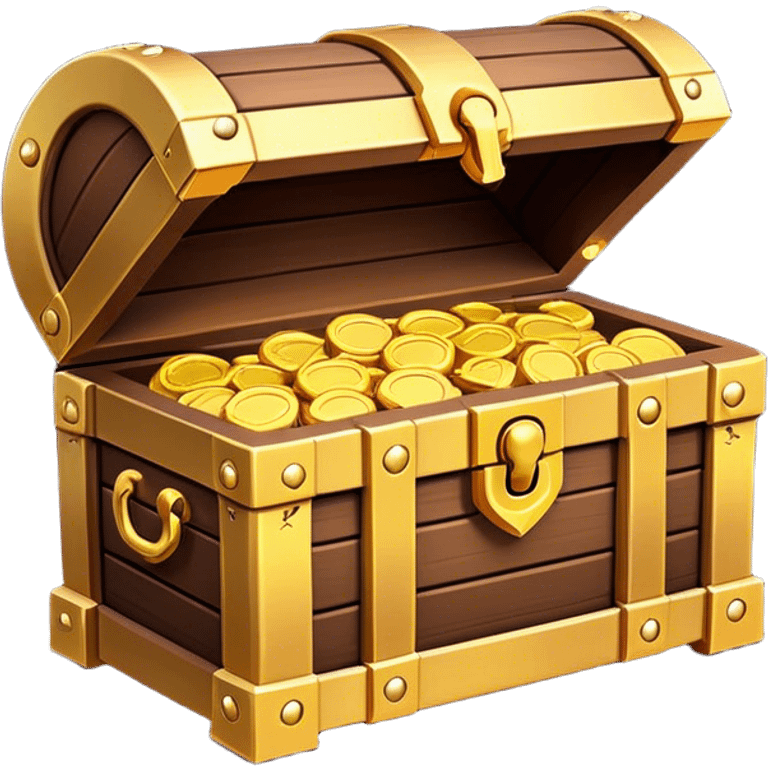 Clash of Clans aesthetic: Cinematic Playful Pixel 3D Treasure Chest Emoji, rendered in a 3D vector-style similar to standard emojis with minimal shading and bold, simplified shapes. A compact, distinct form with signature details, softly glowing with a pixelated adventure charm. Simplified yet unmistakably iconic, highly detailed and consistent, glowing with a soft radiance and high shine. Stylized with a touch of classic pixel-art charm and a soft glowing outline, capturing the essence of a beloved gaming relic with a friendly, playful manner! emoji