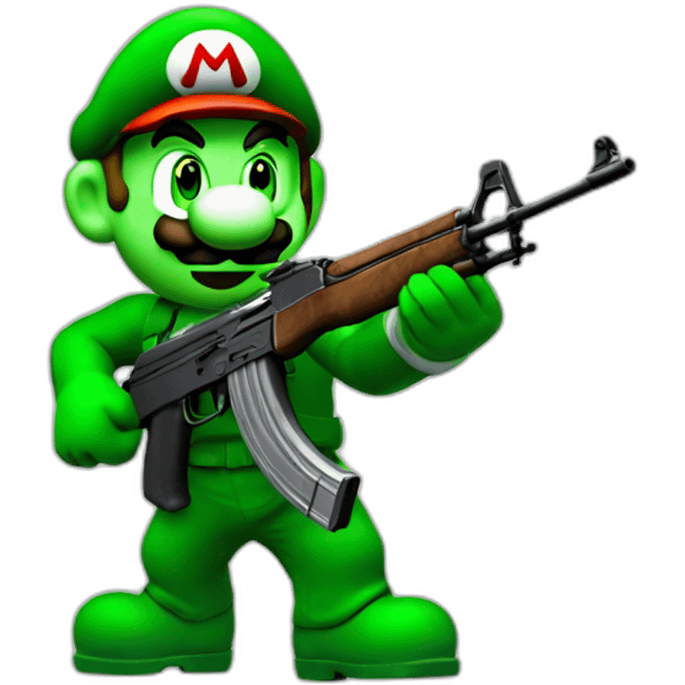 Ak-47 holding Green Mario emoji