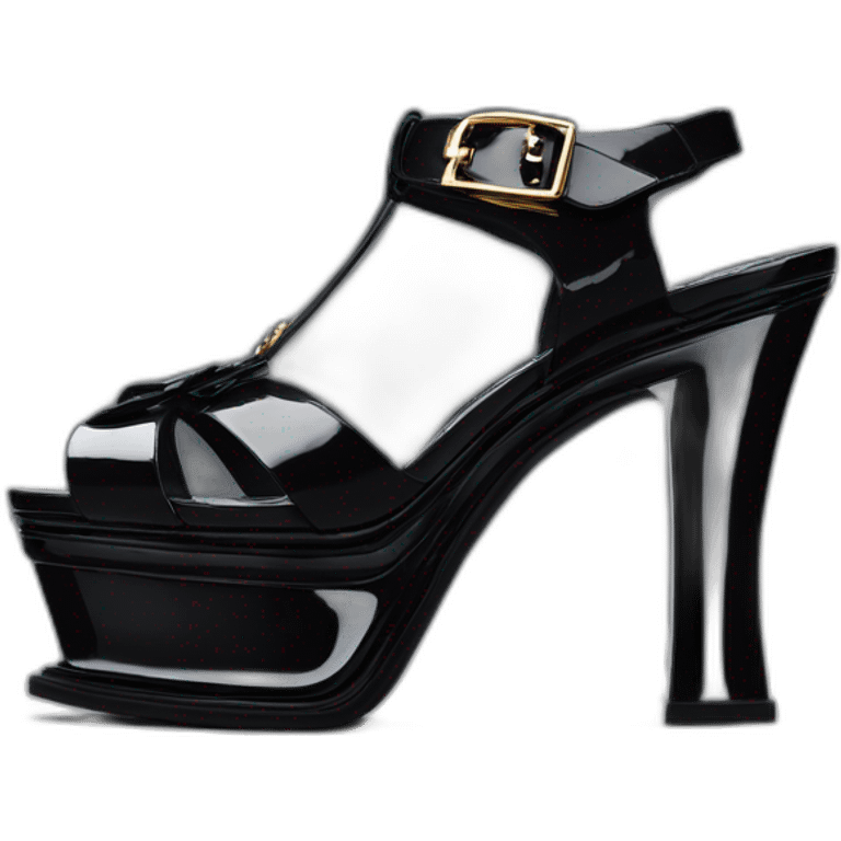 Ysl TRIBUTE PLATFORM SANDAL black PATENT LEATHER emoji