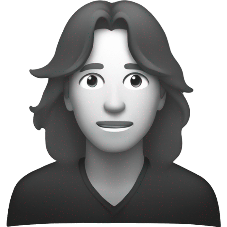 silhouette of a man sitting with long hair looking at us emoji