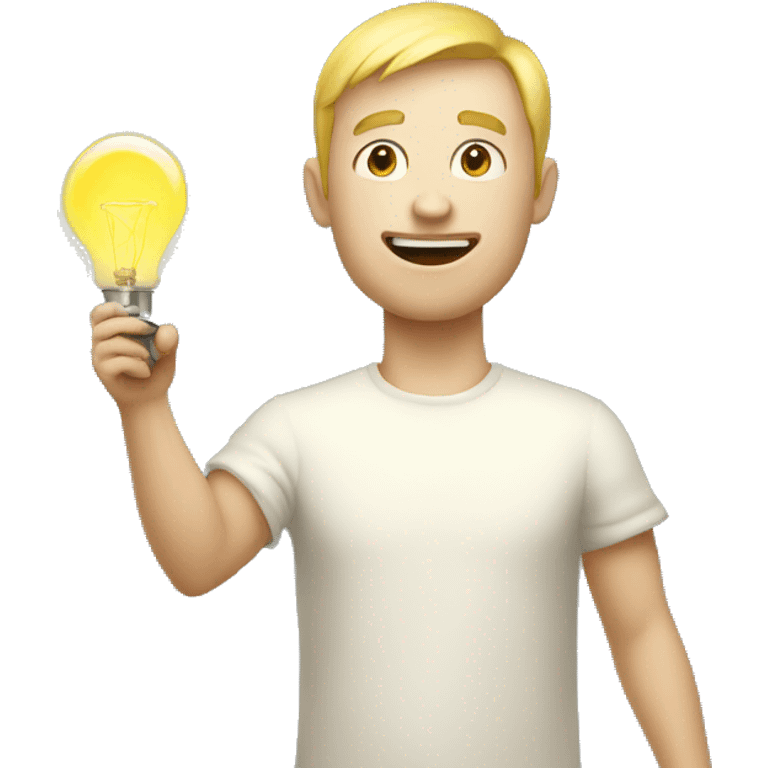 white skinned amazed man with lamp near head emoji