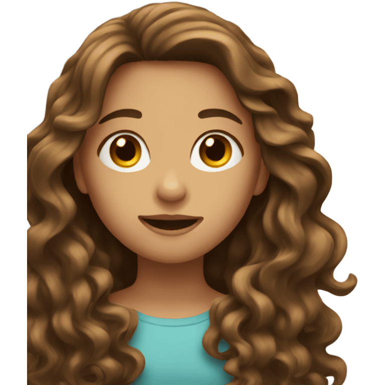 Girl with long brown wavy hair emoji