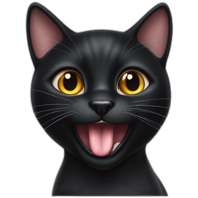 black cat sticking out tongue happy emoji