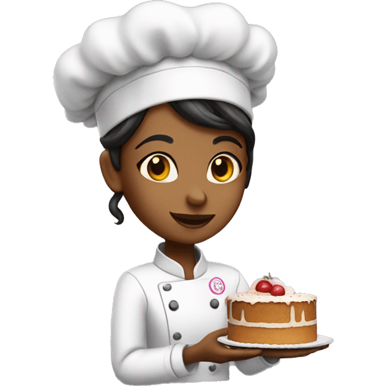 The girl holding the cake, pastry chef emoji