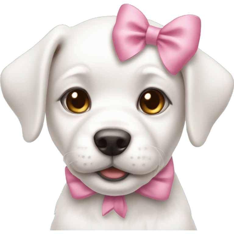 White puppy pink bow on head emoji