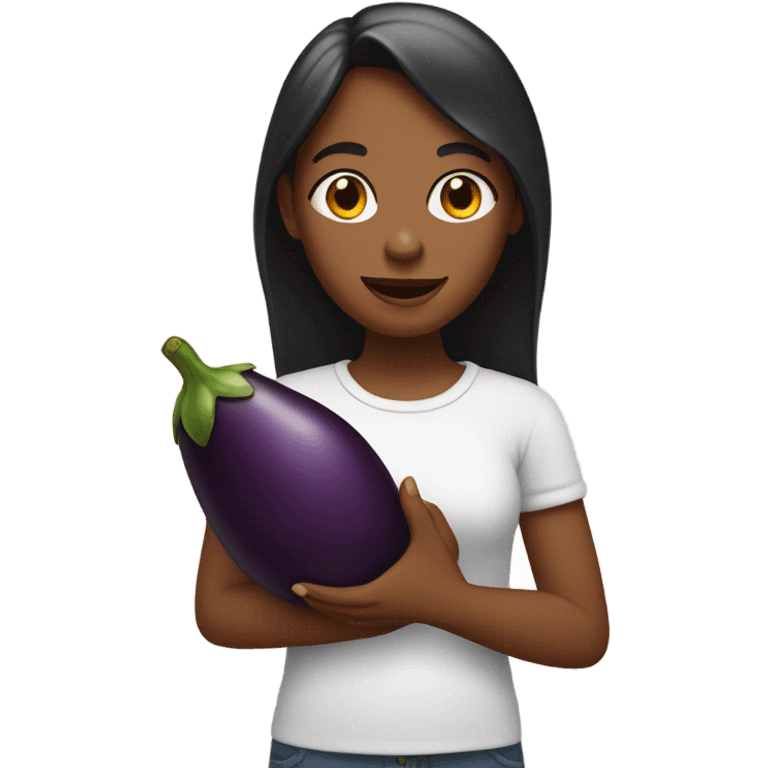 girl holding egg plant emoji