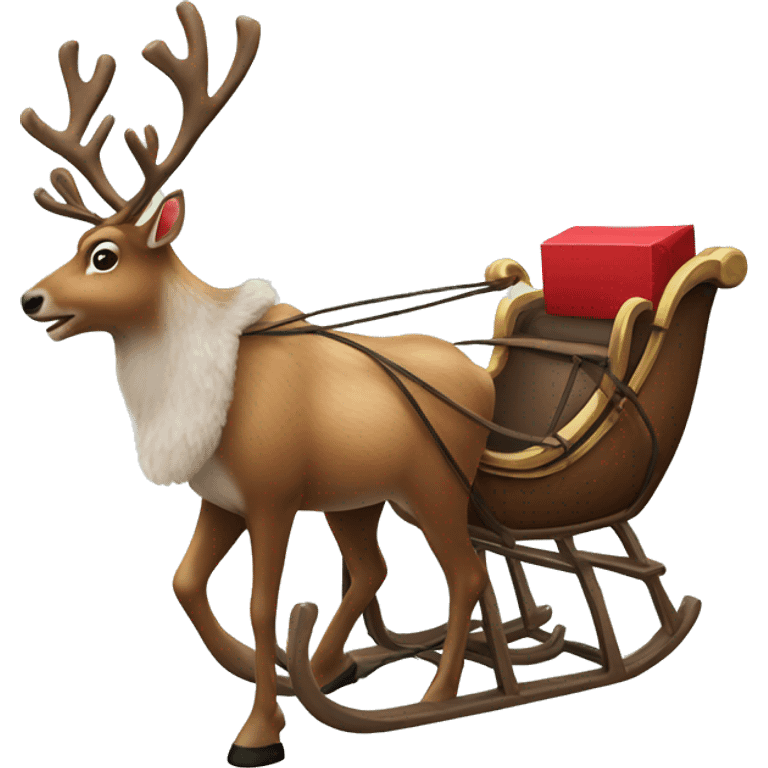 realistic reindeer with a sleigh emoji