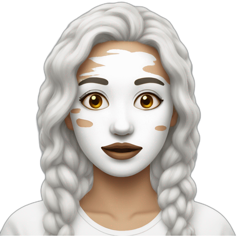 women with white paint on her face emoji