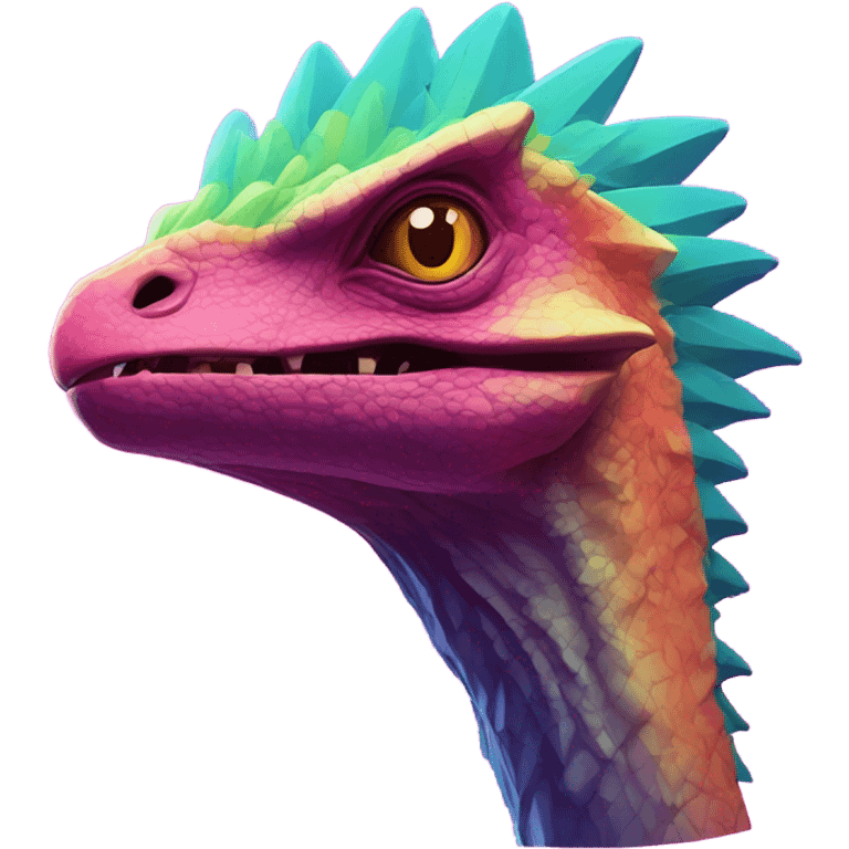 Vaporwave dilophosaurus head logo emoji