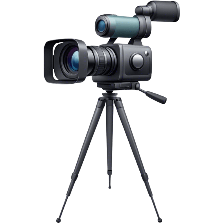 Create an emoji for video recording. Show a  single lens video camera on tripod, symbolizing the act of filming. Use modern, professional colors. Do not include any emojis or smiley faces. Make the background transparent. emoji