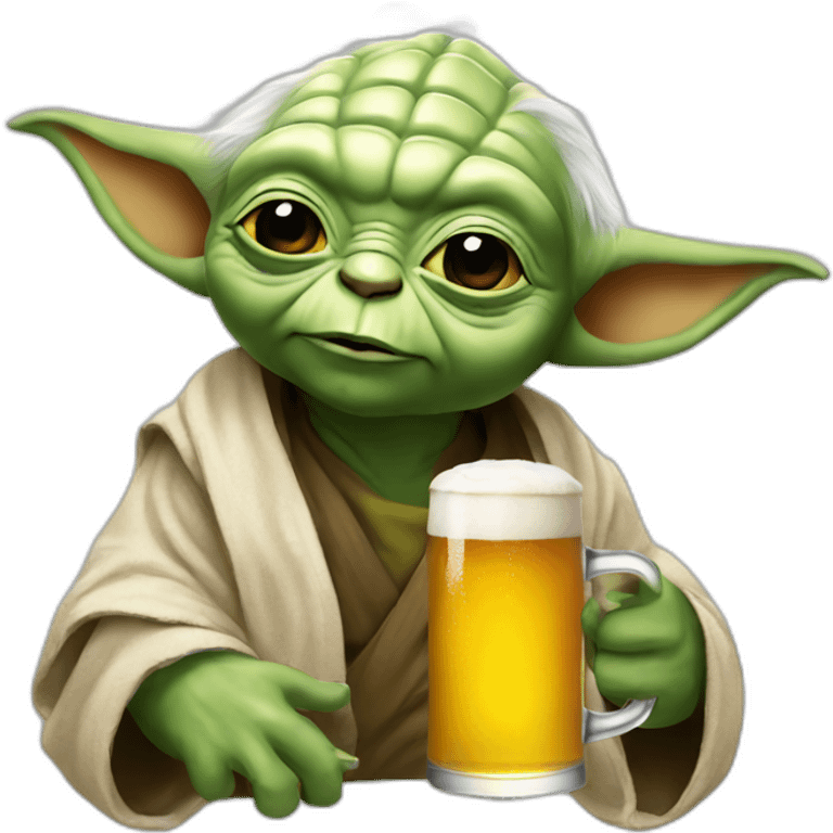 Yoda with a beer emoji