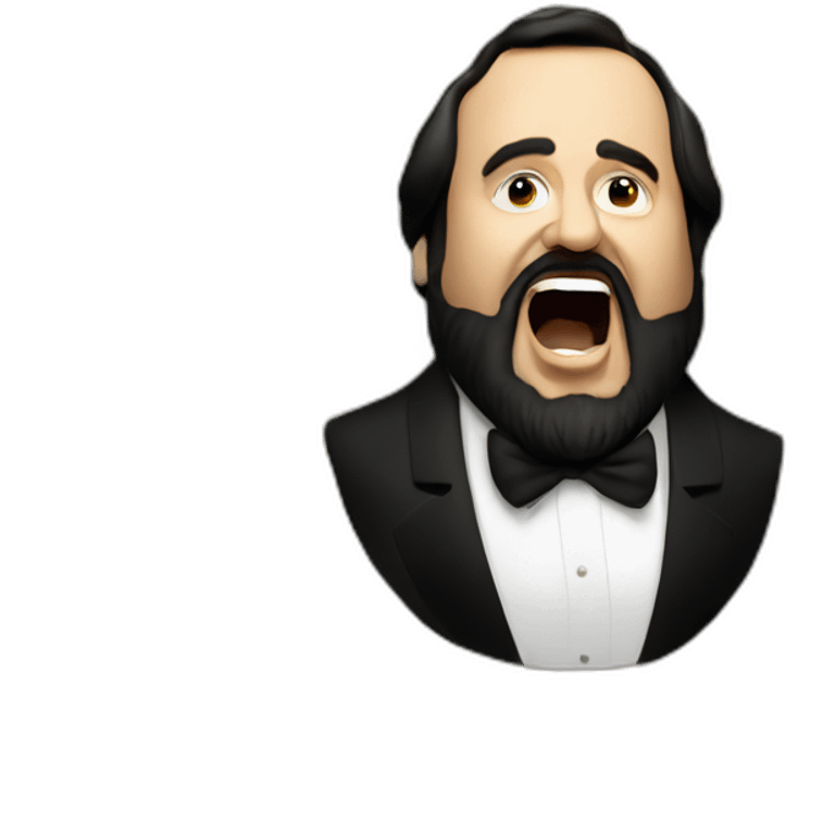 Hyperrealist pavarotti singing emoji