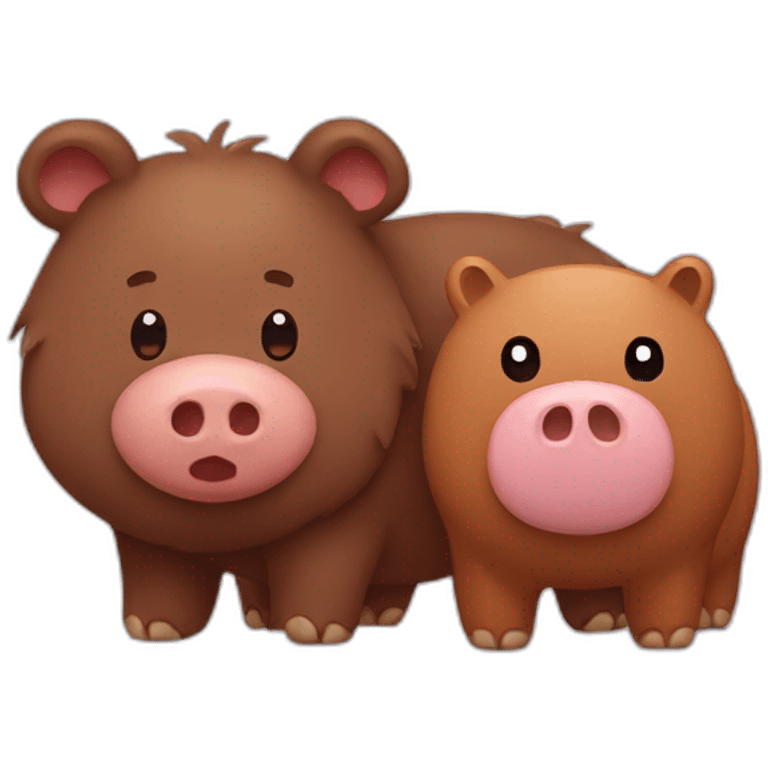 brown pig and bear emoji