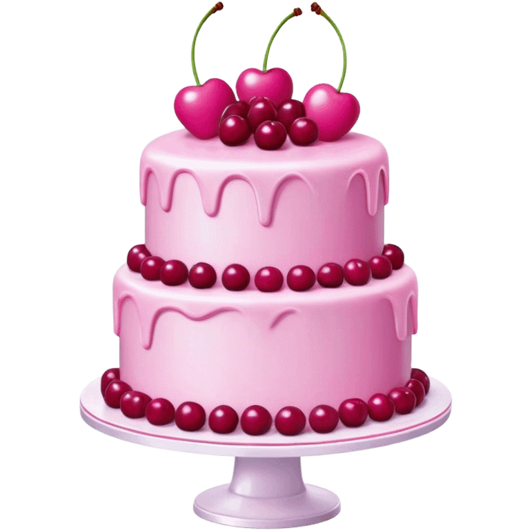 Pink Barbie cake with cherries on top, highly detailed  emoji