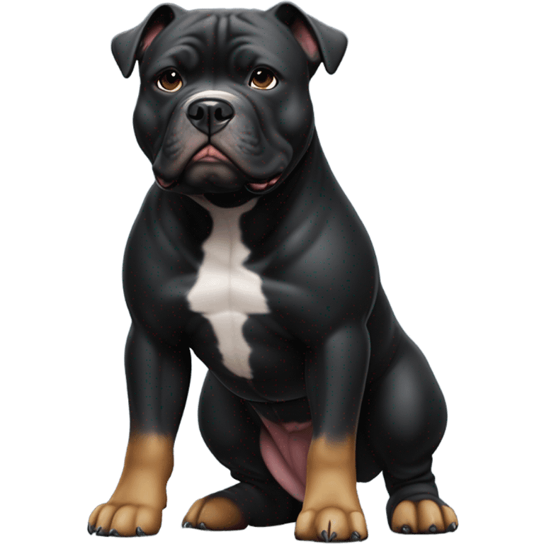 99% Black American Bully with prong collar and e-collar. emoji