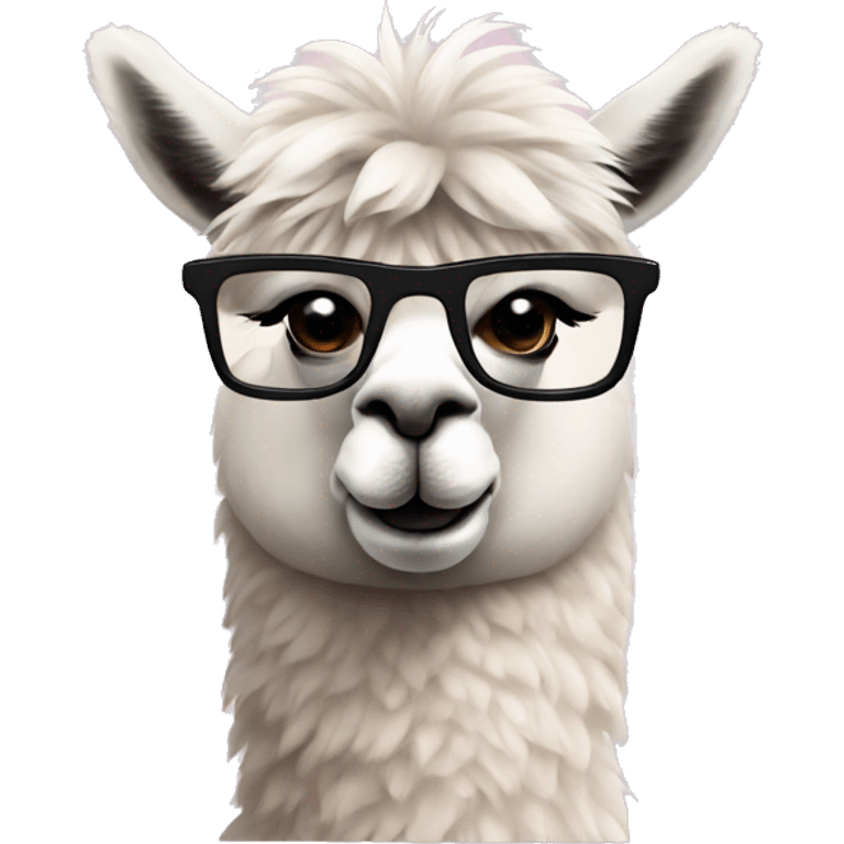 Alpaca wearing Black glasses emoji