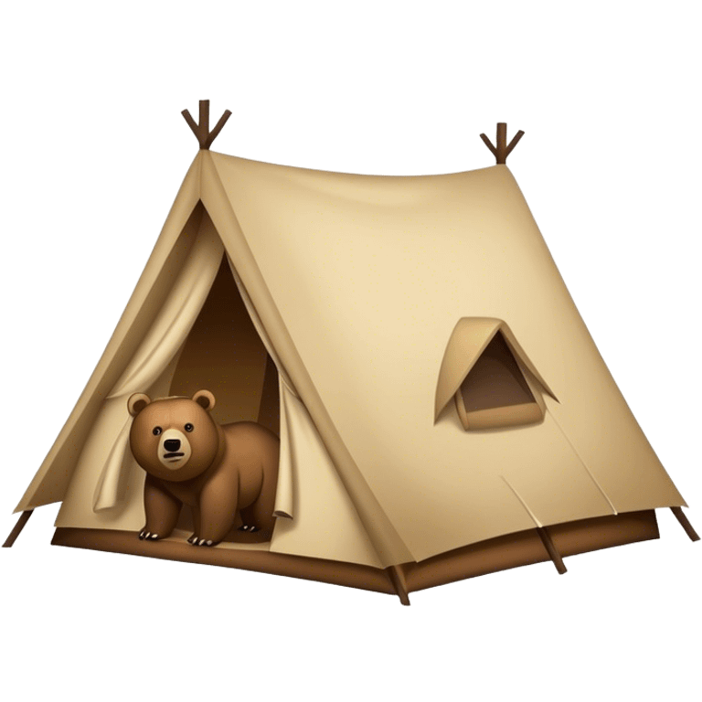 a tent with a grizzly bear above it emoji