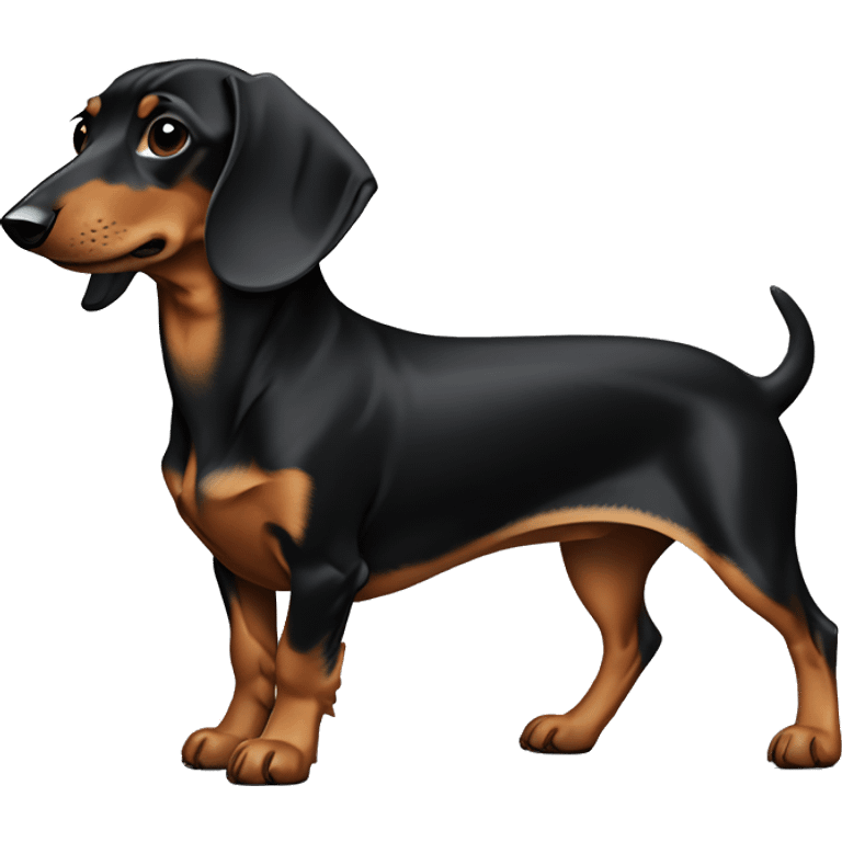 black and tan dachshund, full body, facing right  emoji