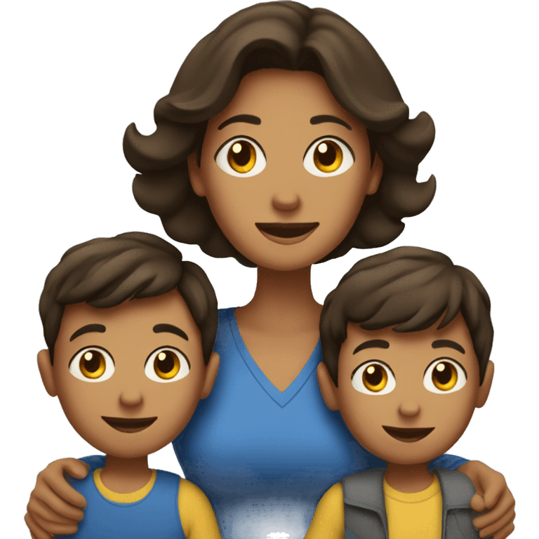 Brunette mom with two sons emoji