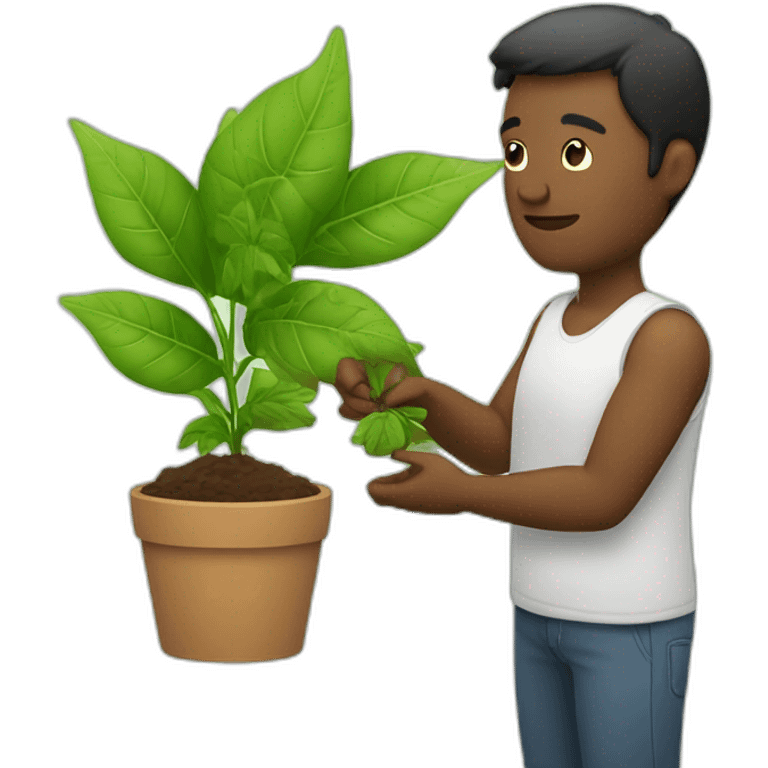 man stroking a plant emoji