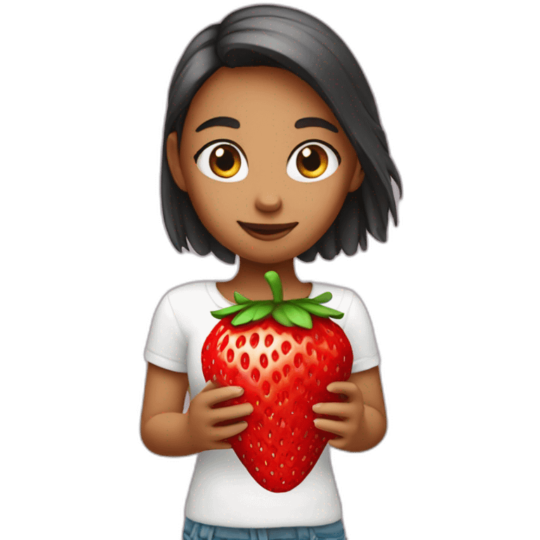 Girl with strawberry emoji