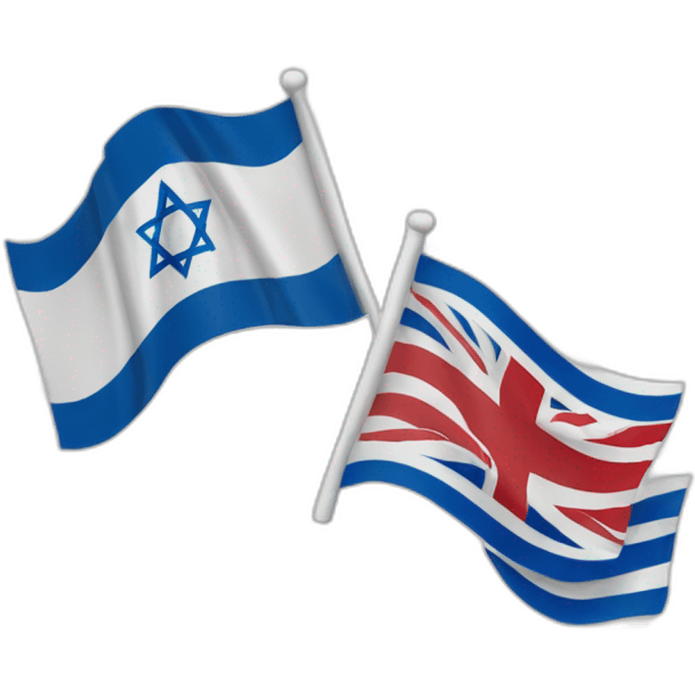 flag of israel and flag of England, waving together emoji