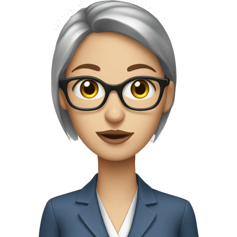 Blue eye secretary with computer emoji