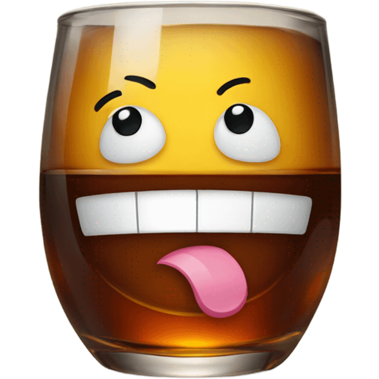 Smiley face with a bourbon ￼ emoji