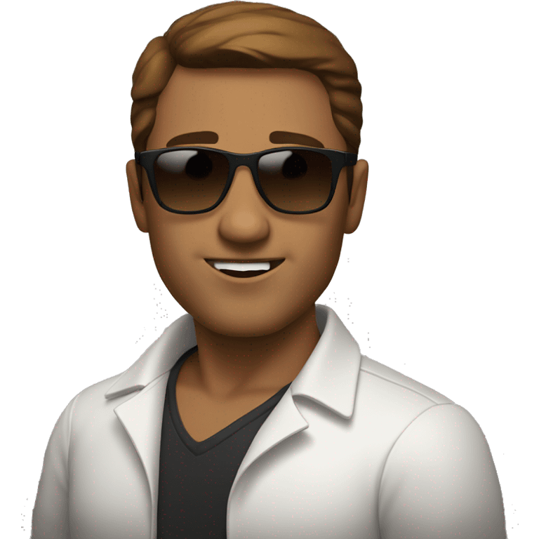 mediterranean white man with brown hair and sunglasses black emoji