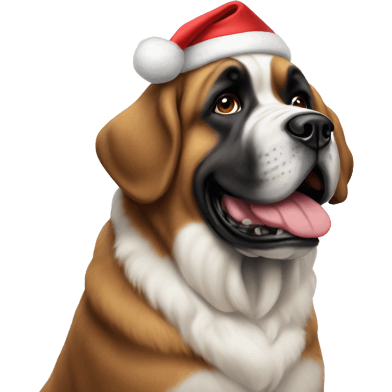 St. Bernard in a Christmas hat emoji