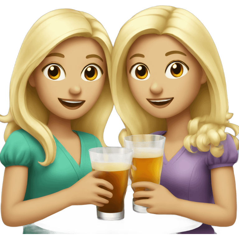 Three blonde girls having drinks  emoji