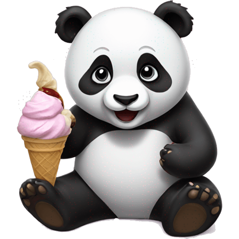 Panda eating ice cream emoji