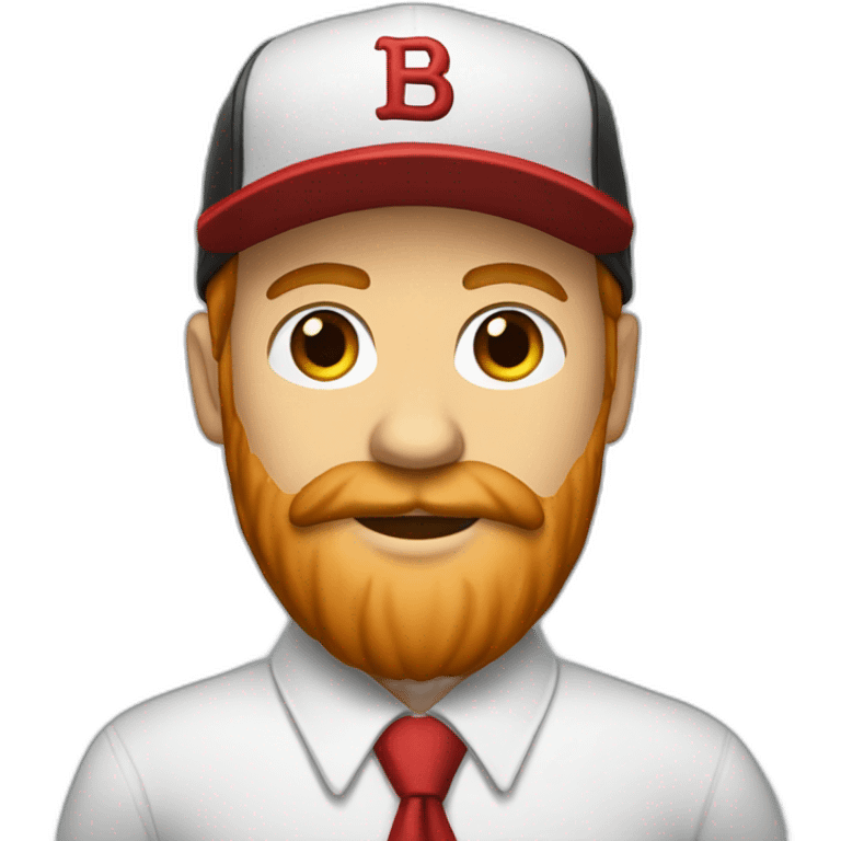 white-man, red beard-in-black-baseball-cap,-white-shirt-and-red-tie emoji