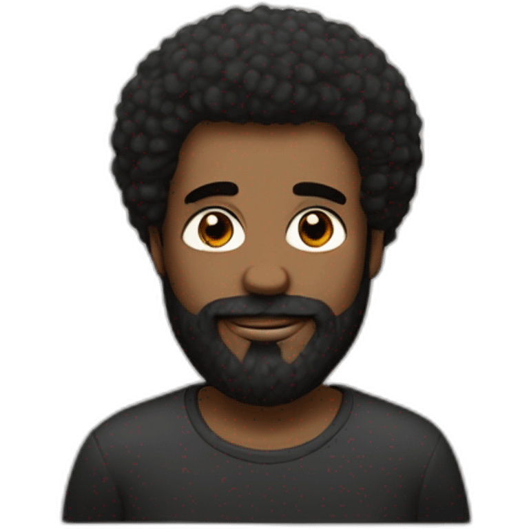 Un homme noir avec une petite barbe et une coupe afro. Coeurs autour de lui. emoji